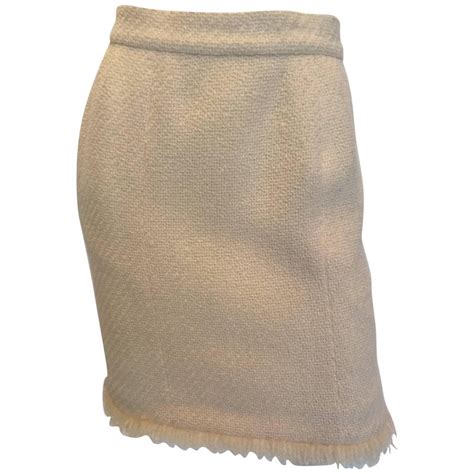 cream color chanel tweet skirts|Chanel wool skirt.